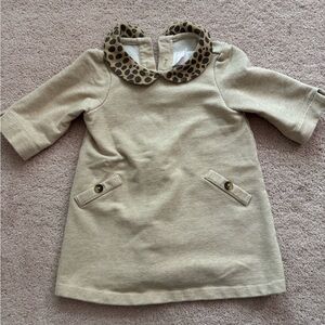 VGUC Janie & Jack 12-18mo tan and leopard sweatshirt dress